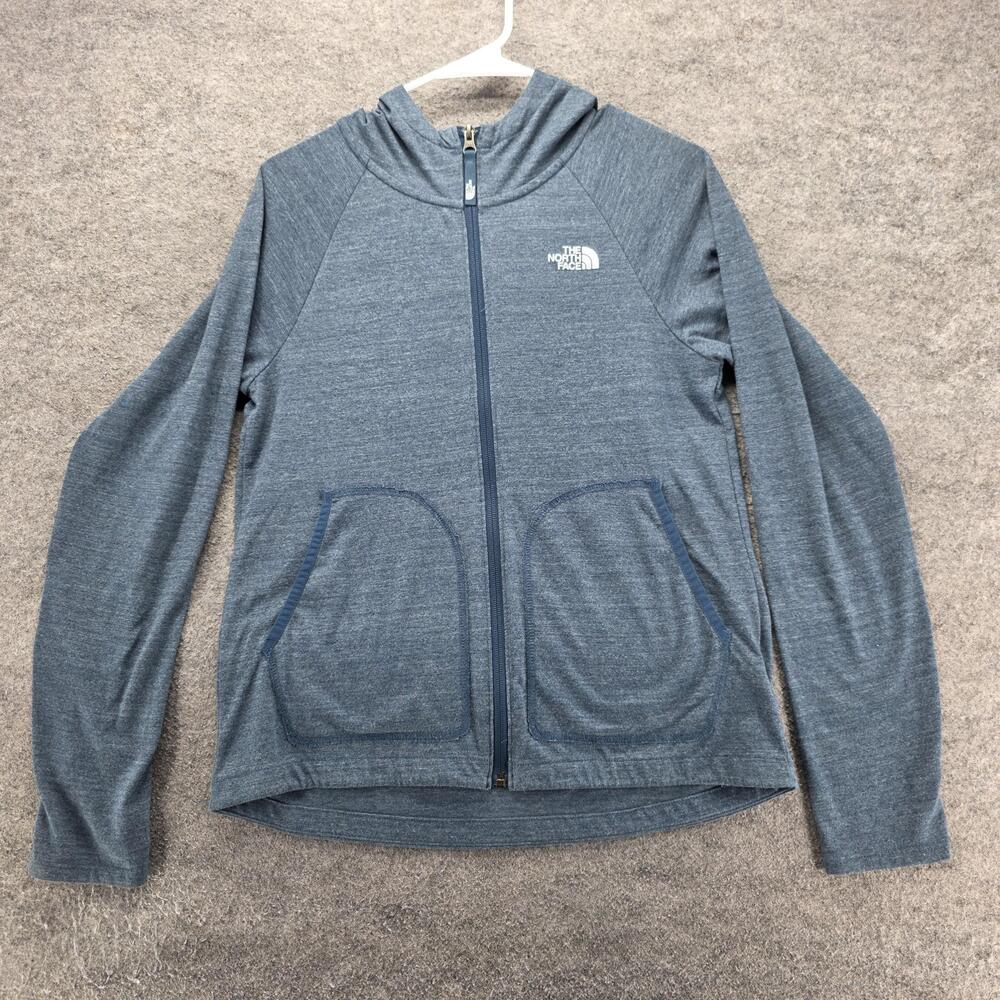 The North Face Hoodie Girls XL Blue Full Zip Hooded High Neck Logo Activewear